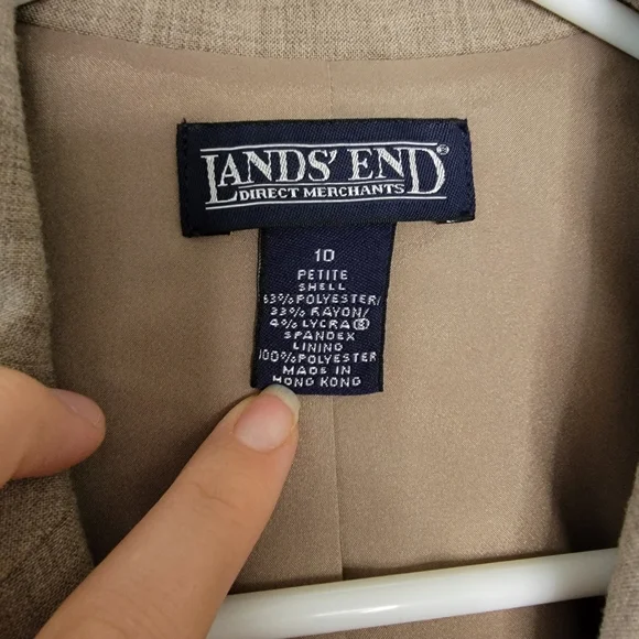 Lands' End Tan Blazer Suit Jacket Career Size 10P Uniform Coat 2 button - Picture 2 of 8